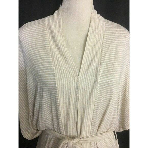 Splendid Womens White Beige Striped Short Sleeve Kimono Wrap Cardigan Top Xs - Picture 2 of 6